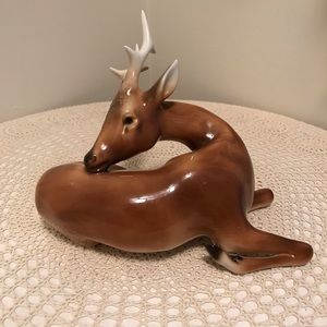 Vintage Royal Dux Porcelain Reclining Deer/Buck